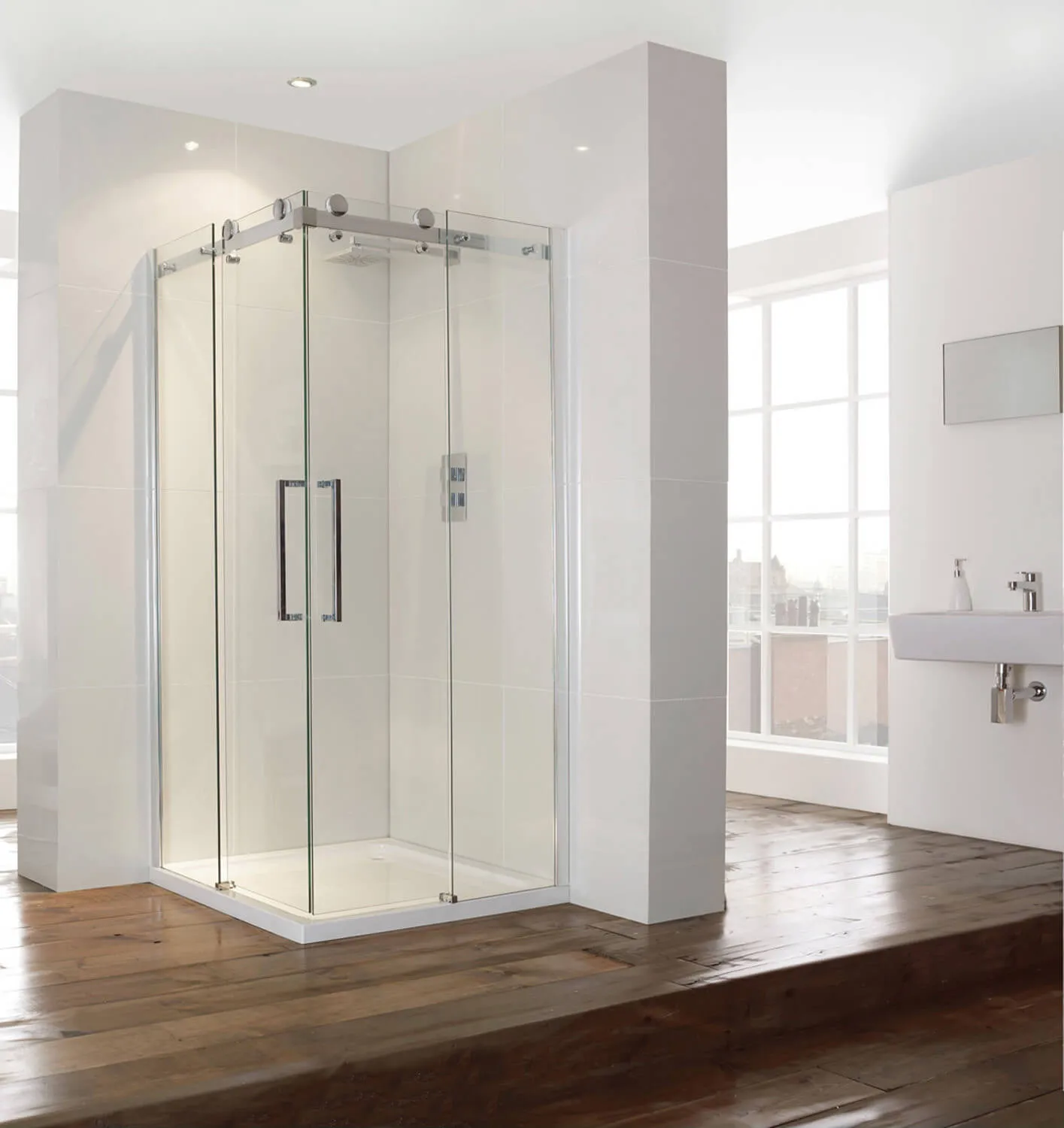 Square/L-Shape Sliding Shower Enclosure with Tray