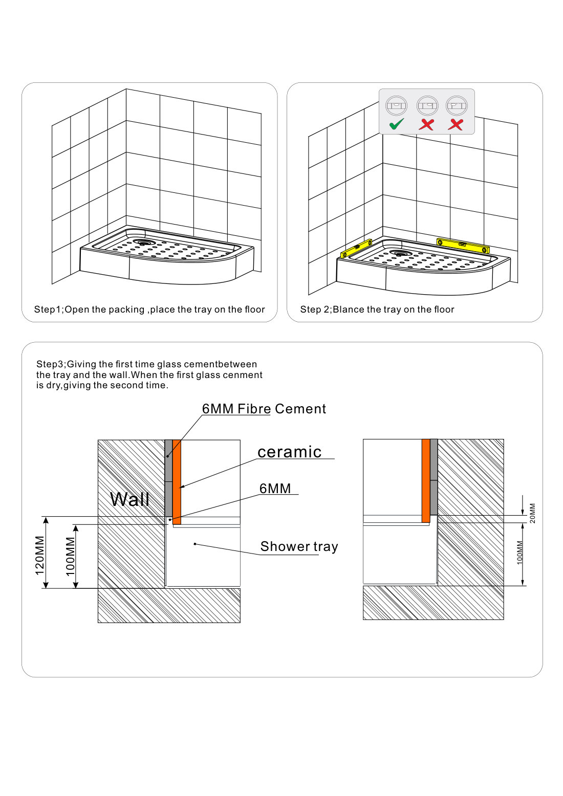 Base tray drain and sealing detail